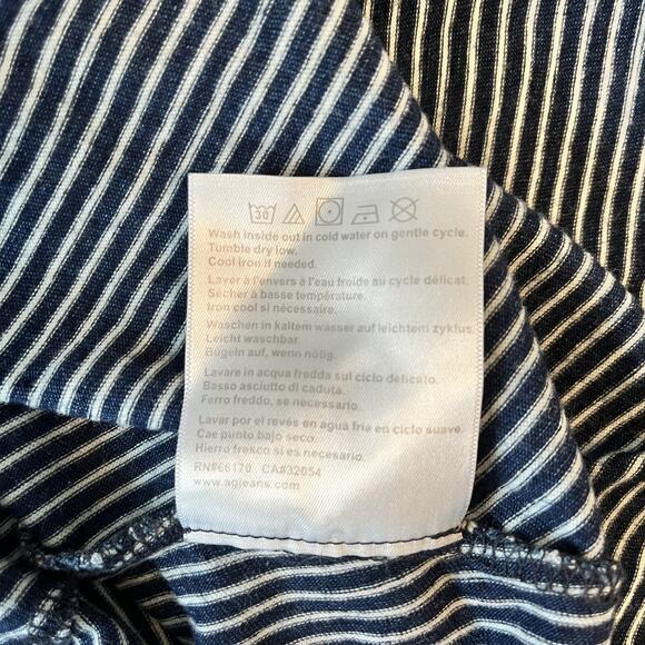 AG Adriano Goldschmied Midi Skirt Women's XS‎ Stripped Stretch Knit High Low Hem - Picture 6 of 8